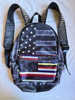Givenchy Black Stars & Stripes Printed Leather Backpack